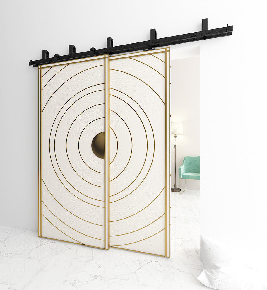 Sliding Barn Door Hardware, U Bracket Bypass, T-Shape Design, 7.5'