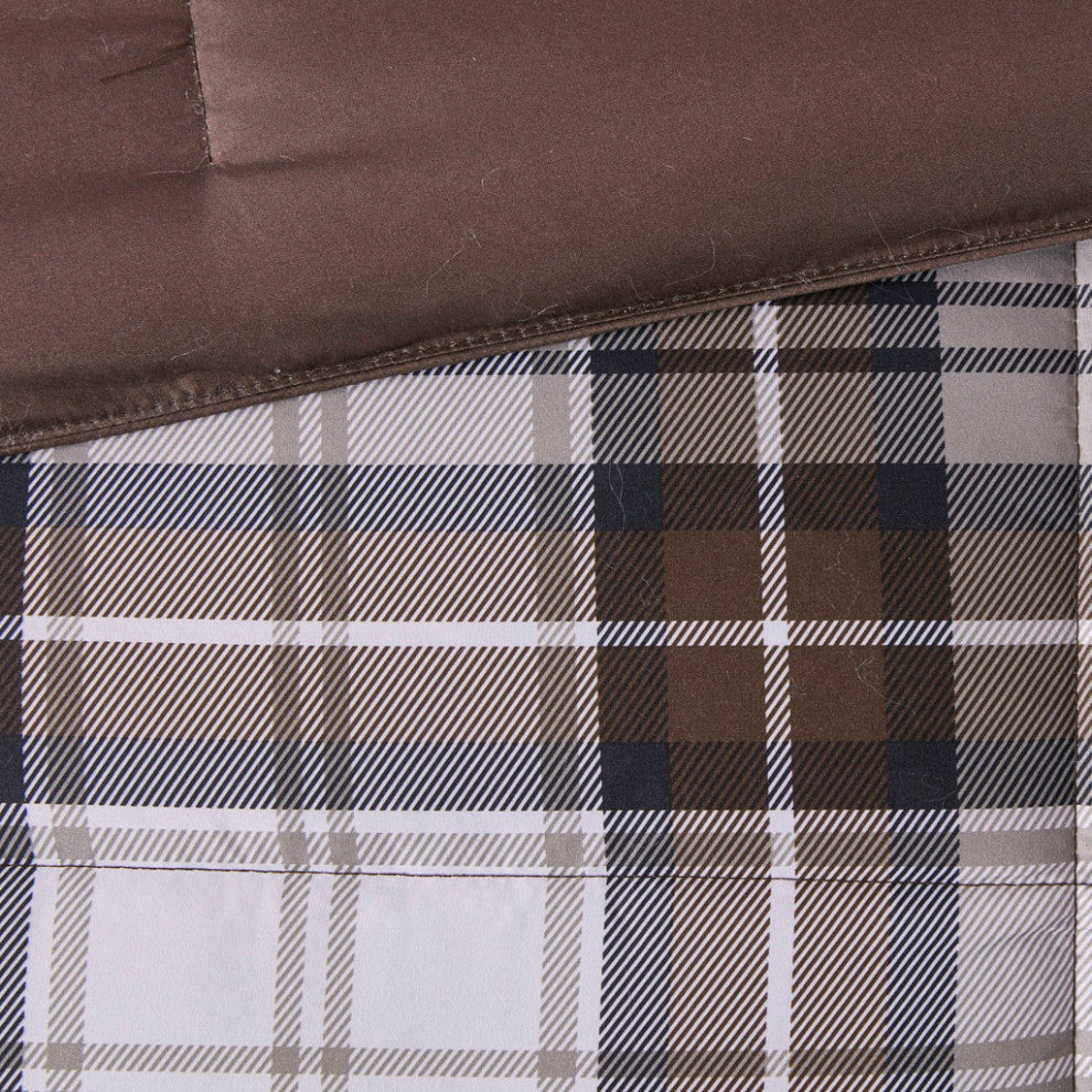Madison Park Essentials Parkston Moisture Management Plaid Comforter Set, Brown