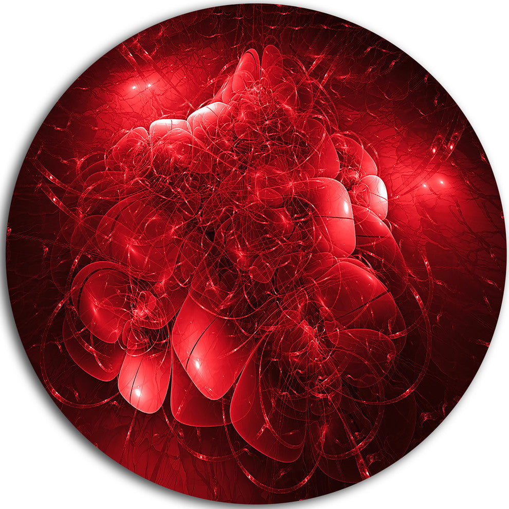 Alien Mystical Flower Red, Floral Digital Art Disc Metal Wall Art, 11"