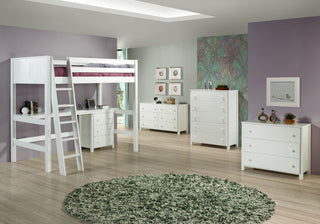 Camaflexi Full High Loft Bed, Panel Headboard, White