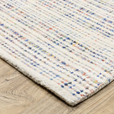 Cayden Textural Stripe Wool Blend Ivory/ Multi Hand-tufted Rug 5' x 8'