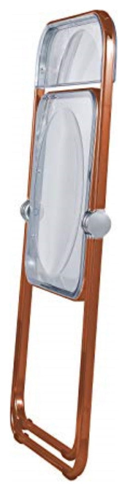 LeisureMod Lawrence Acrylic Folding Chair With Orange Metal Frame, Set of 4