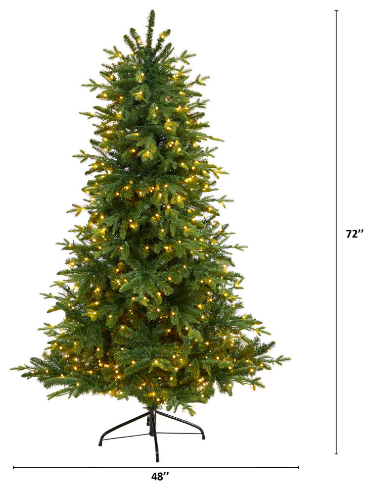 6' Montreal Spruce Artificial Christmas Tree With 450 Warm White LED Lights