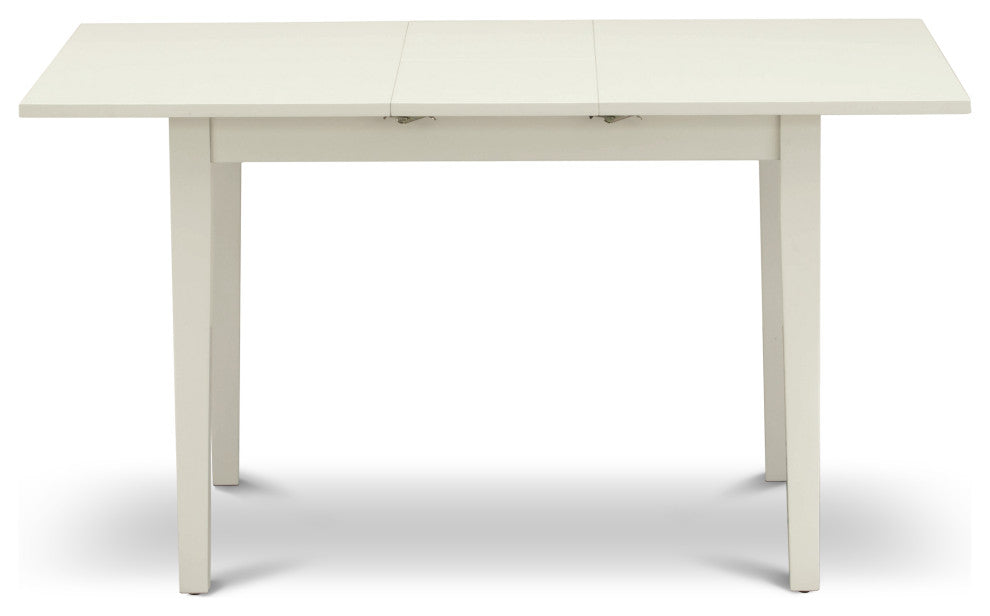 5-Pc Wood Dinette Set 4 Dining Chairs, Butterfly Leaf Table, Linen White