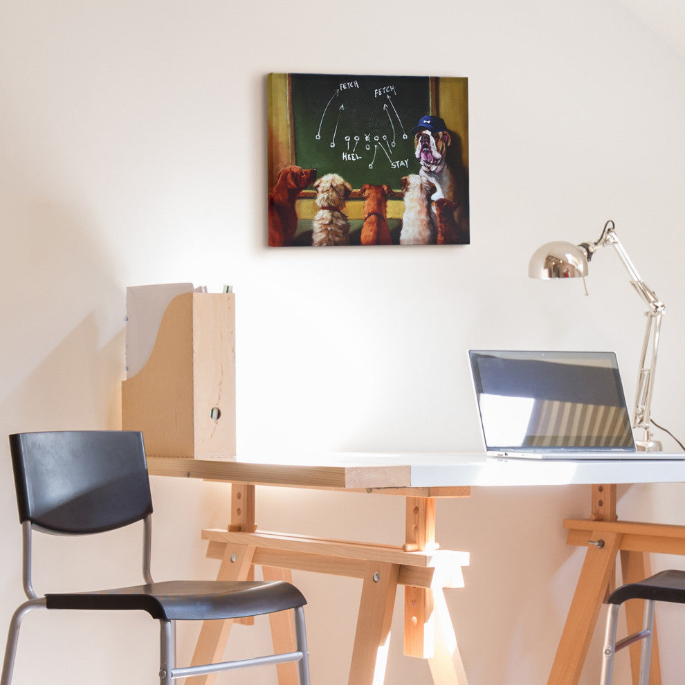 "Game Plan" Dog Wall Art, Graphic Art Print on Wrapped Canvas