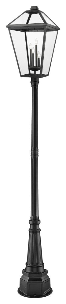 Zlite 579PHXLXR-564P-BK 4-Light Outdoor Post Mounted Fixture, Clear Beveled