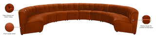 Limitless Velvet Upholstered 10-Piece Modular Sectional, Cognac