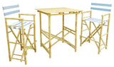 Director High Square 3-Piece Table Set, Navy and White Stripes, Natural