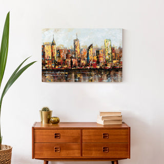Rough Painted City Scape 24x16 Canvas Wall Art