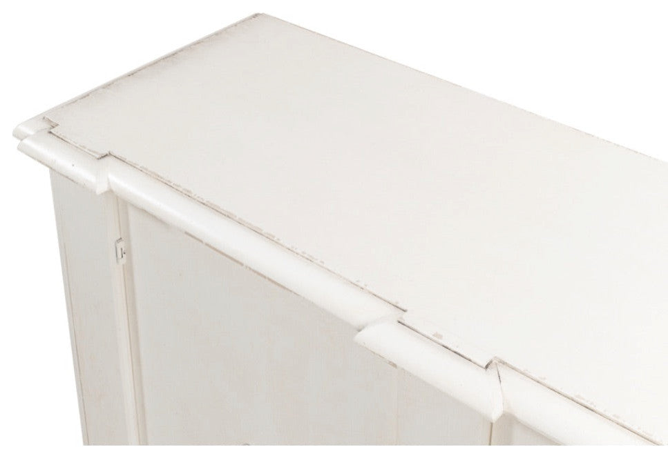 Crested Wall Cabinet Antiqued White Sideboard