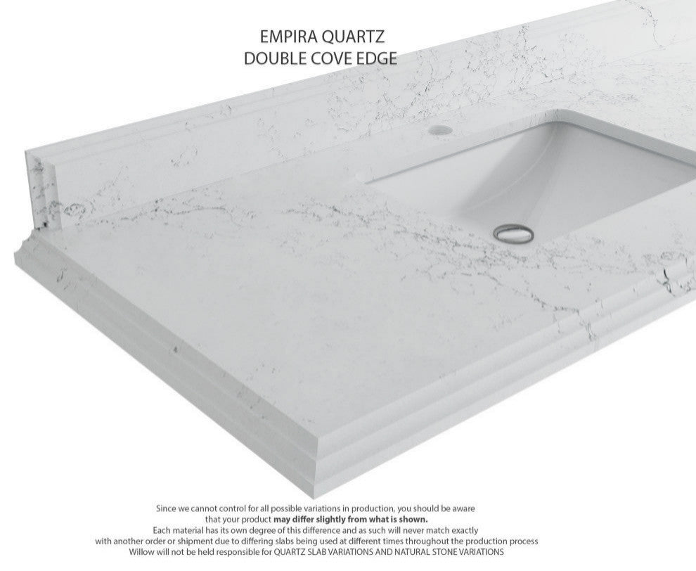 Elizabeth 36 Left Offset Bath Vanity in Dark Walnut Teak 1.5" Empira Quartz