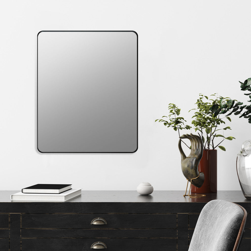 Nettuno Rectangle Bathroom/Vanity Aluminum Framed Wall Mirror, Matt Black, 36"