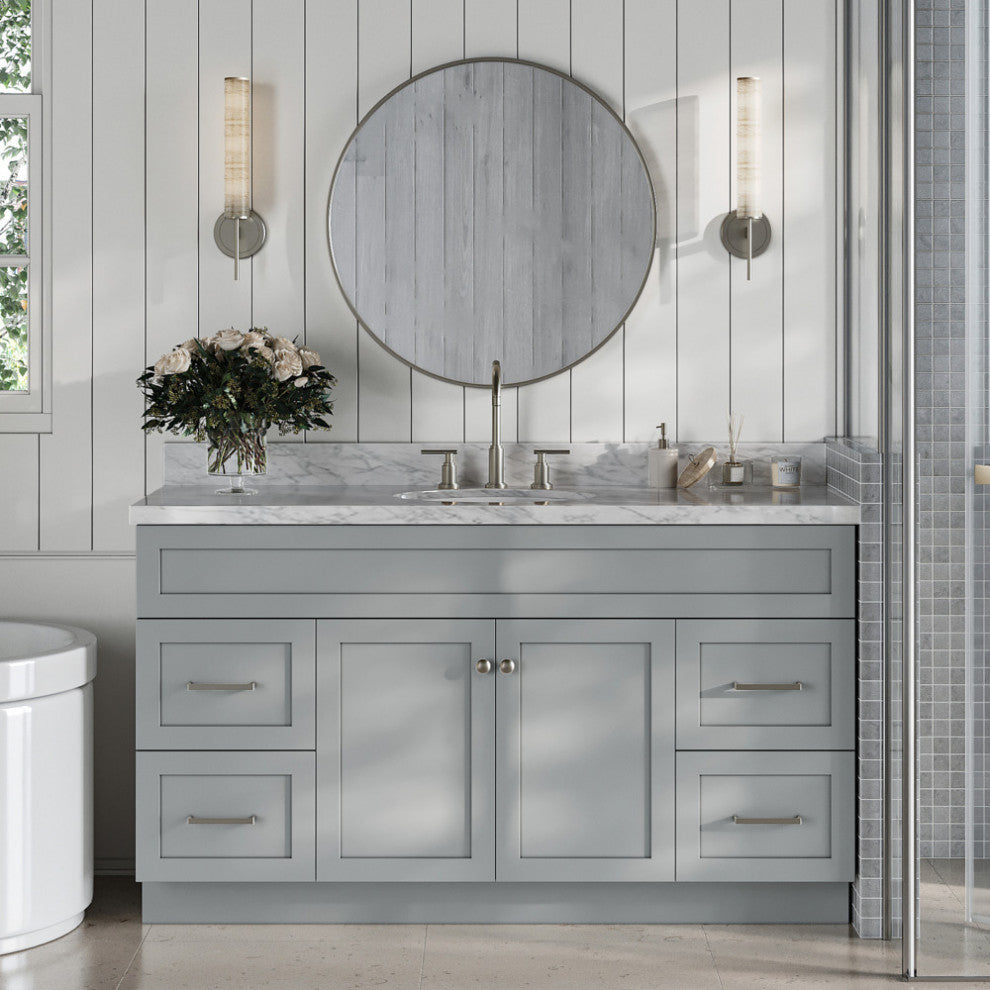 Ariel Hamlet 61" Oval Sink Bath Vanity, 1.5" Carrara Marble