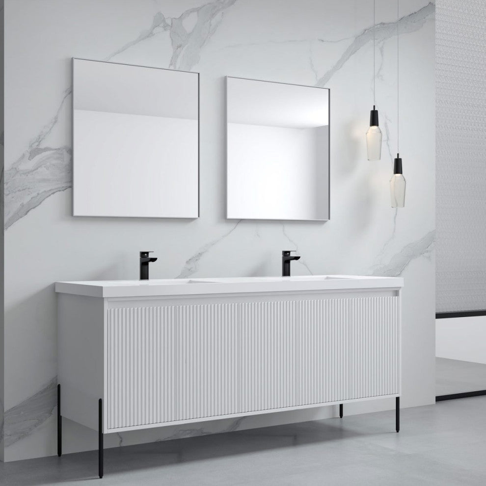 Flutie 72" Bathroom Vanity Kit, White With White Sink