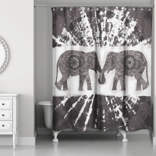 Gray Boho Elephants 71x74 Shower Curtain