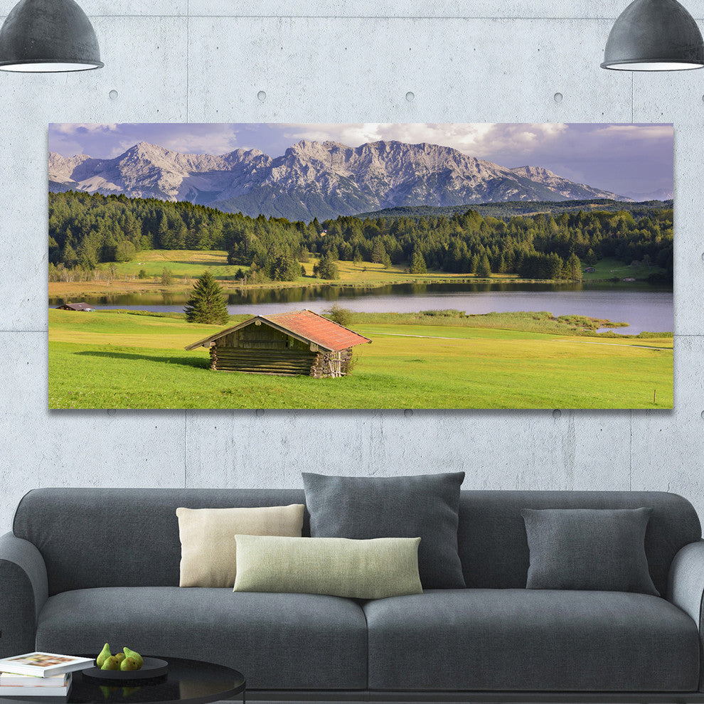 Bavaria with Mountains and Lake, Landscape Canvas Art Print, 60"x28"
