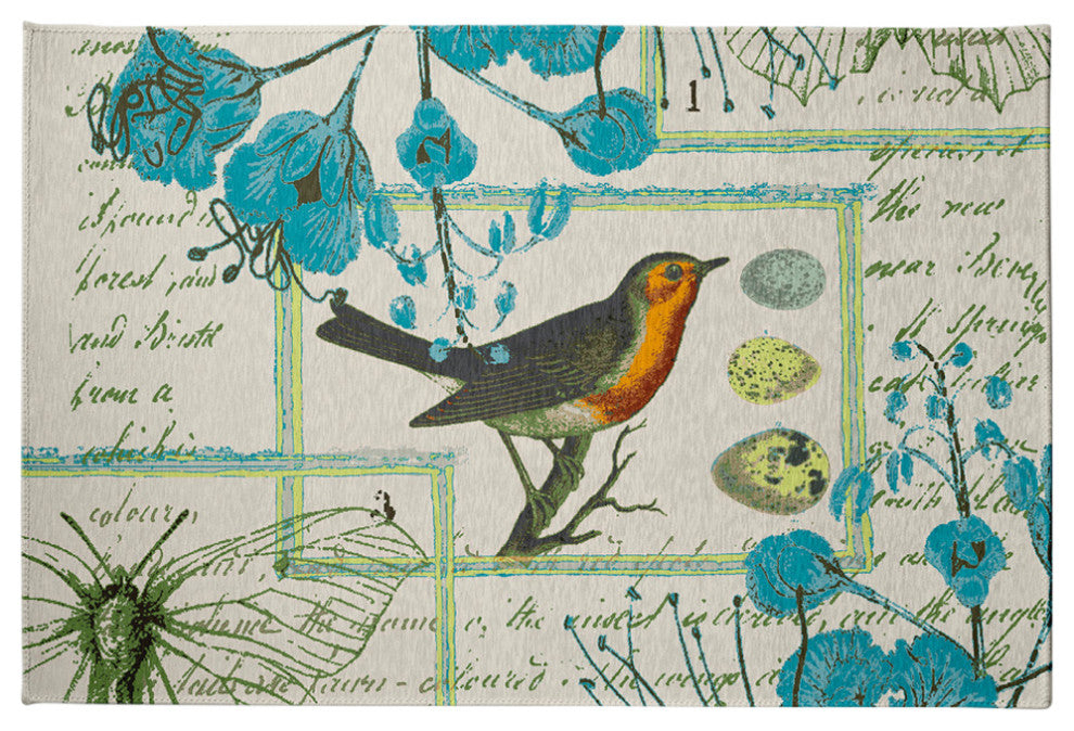 Singing Bird Spring Chenille Rug, Explorer Blue, 4'x6'