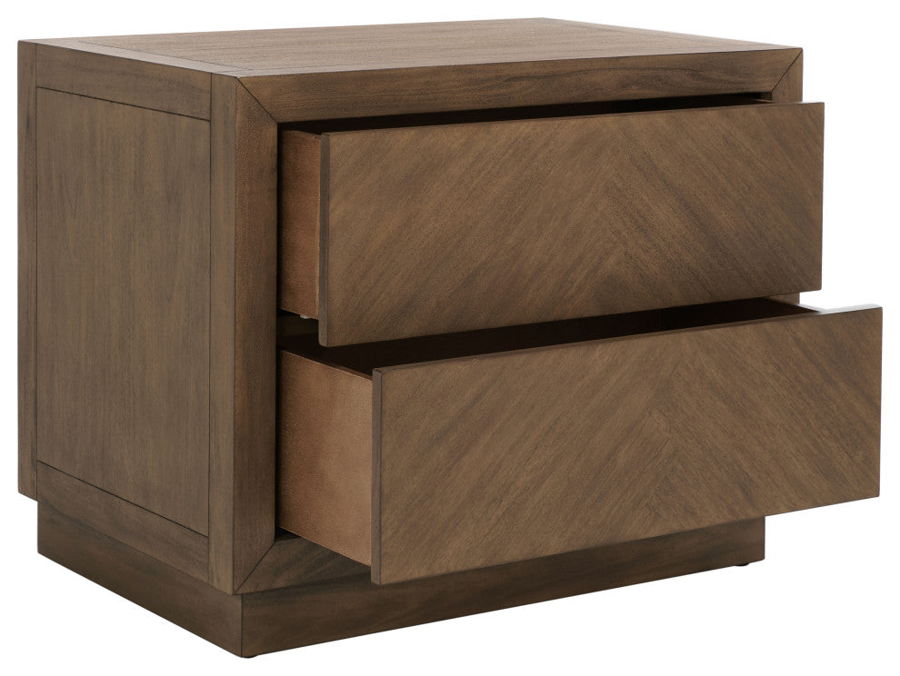 Safavieh Couture Steve 2 Drawer Wood Nightstand, Brown