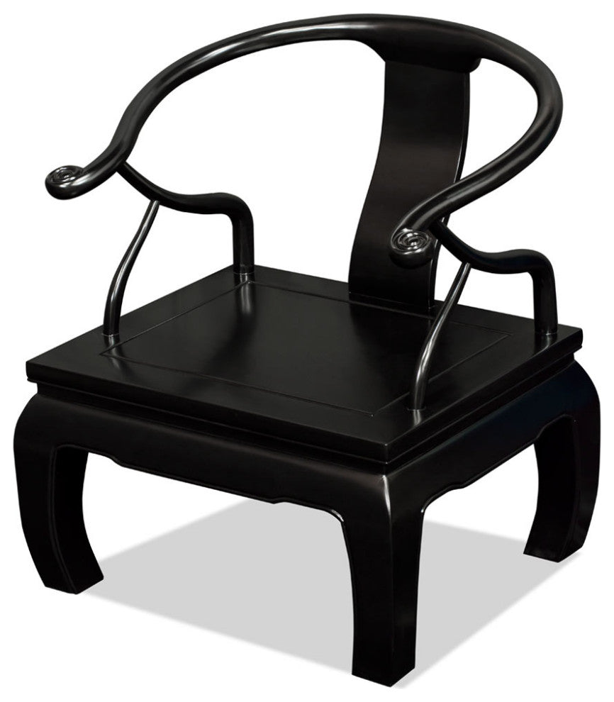 Black Elmwood Chow Leg Chinese Monk Chair