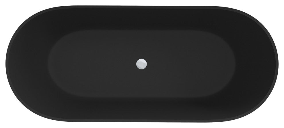 59in Solid Surface Freestanding Bathtub in Matte Black, 69in