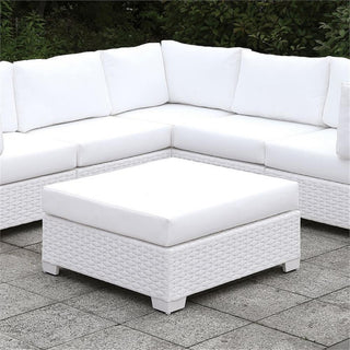 Furniture of America Arthur Contemporary Rattan Large Patio Ottoman in White