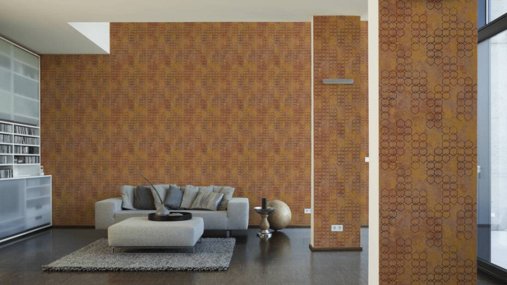 Sample, Geometric Textured Wallpaper Featuring Honeycomb Pattern, 374243