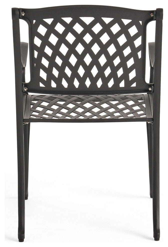 GDF Studio 6-Piece Chris Outdoor Aluminum Dining Set With Gray Table and Bench