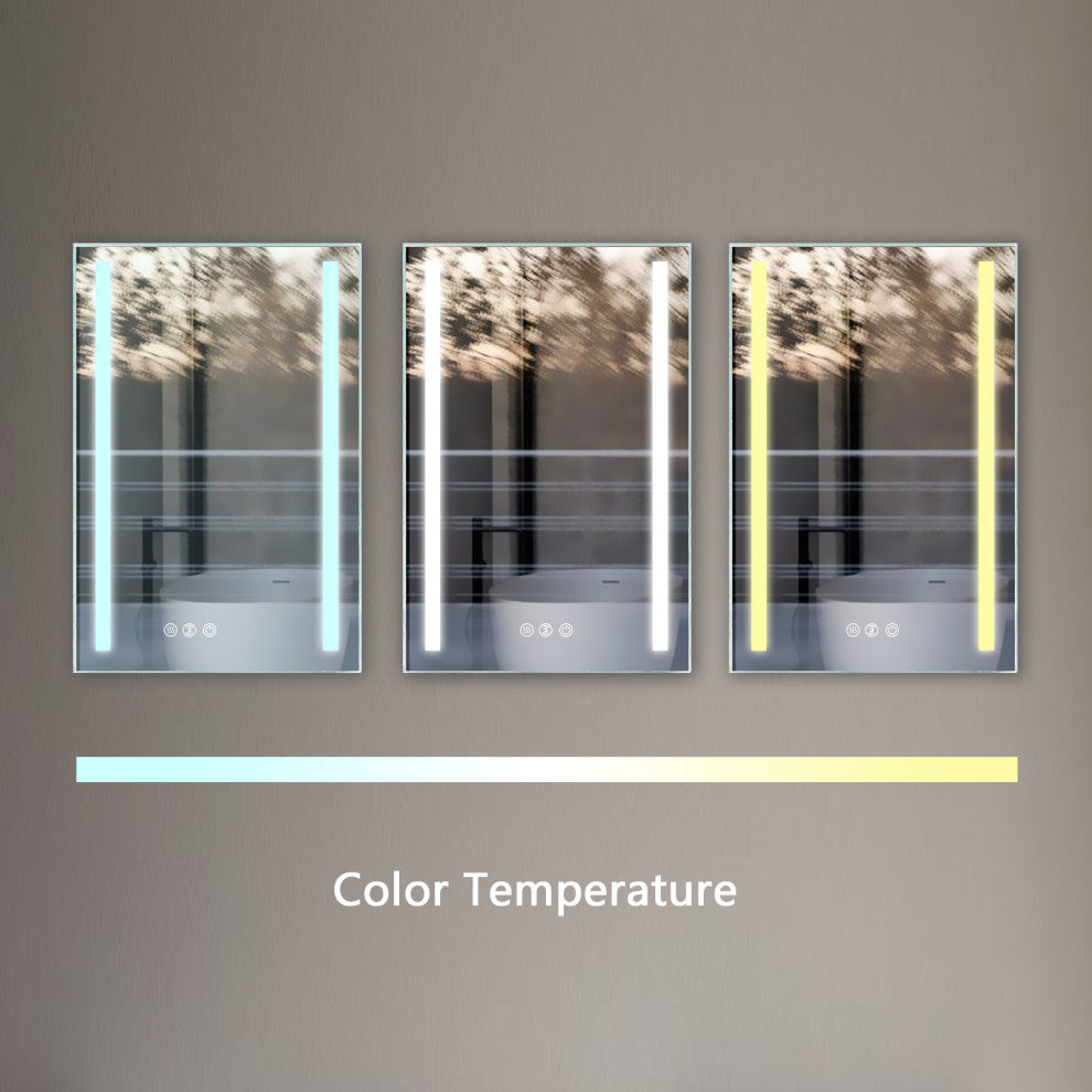 24x32 In. Smart Touch Dimmable Multi-Color Anti-Fog LED Bathroom Vanity Mirror