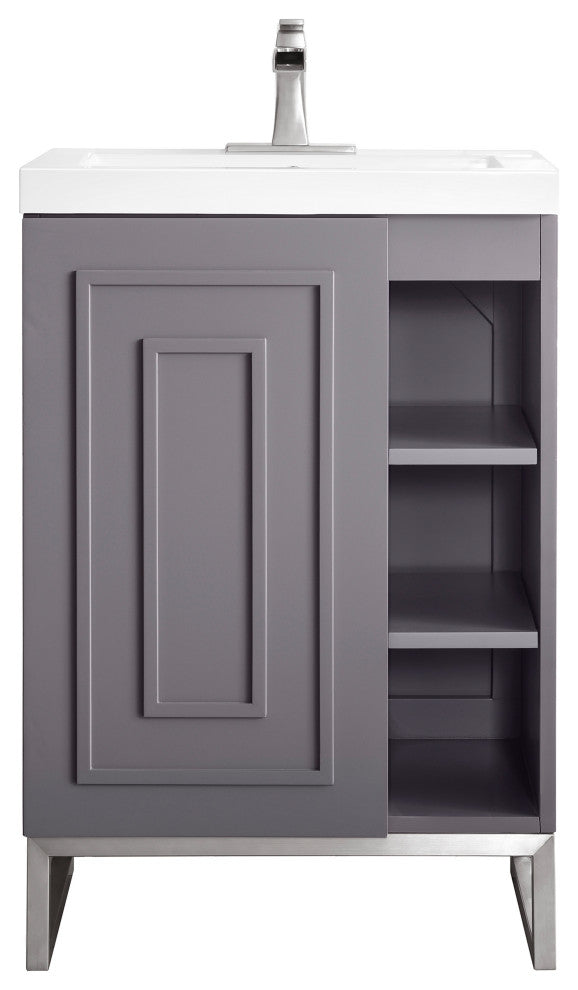 Alicante 24" Grey Smoke Vanity, Nickel