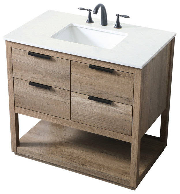 Louie 36" SIngle Bathroom Vanity, Natural Oak