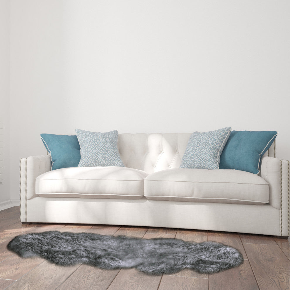 Milan Shearling Double Sheepskin Rug 2' X 6', Platinum