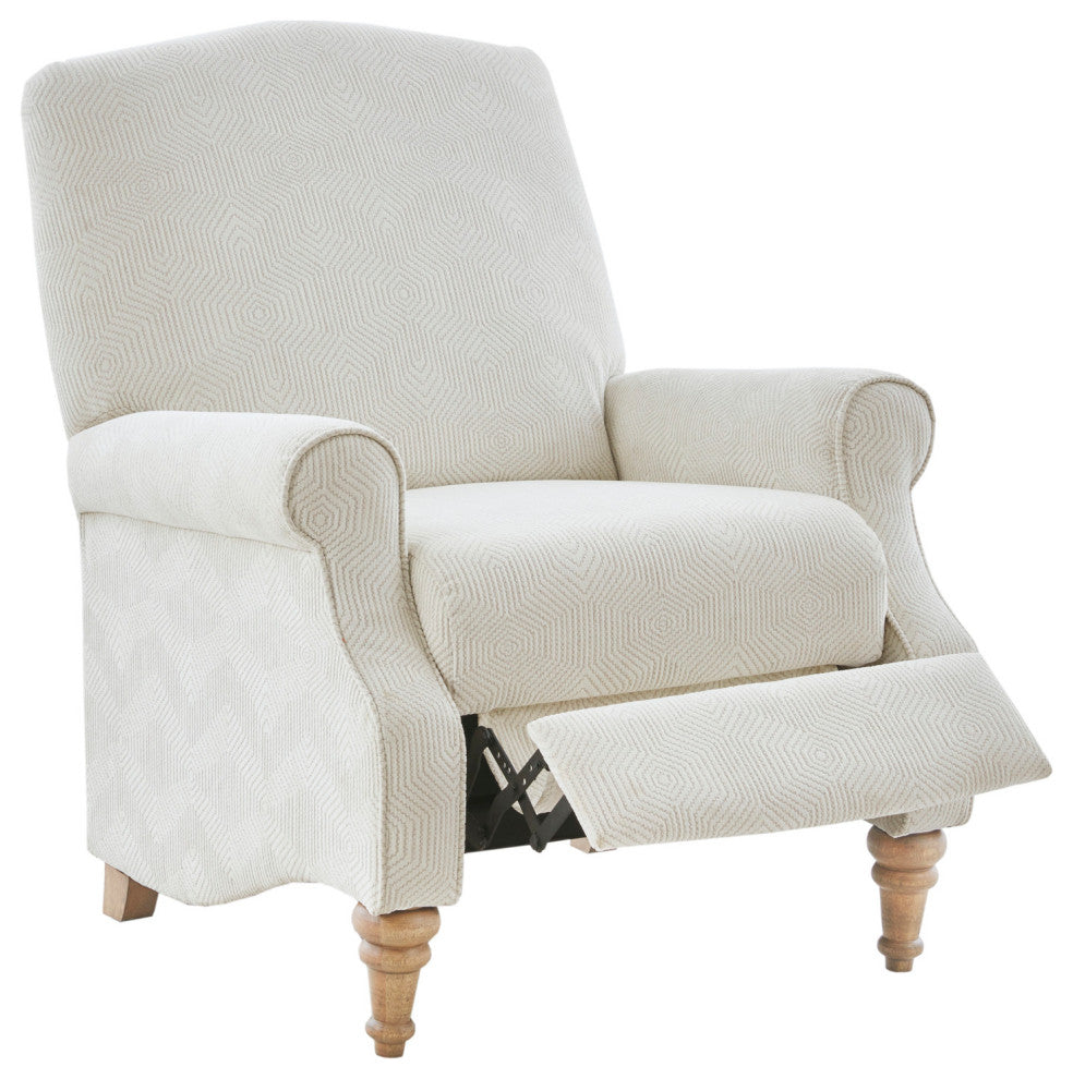 Madison Park Camel Oak Push Back Recliner, Patterned Ivory