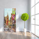 "Little Italy" Wall Art Print Unframed Free Floating Tempered Art Glass, 36"x72"