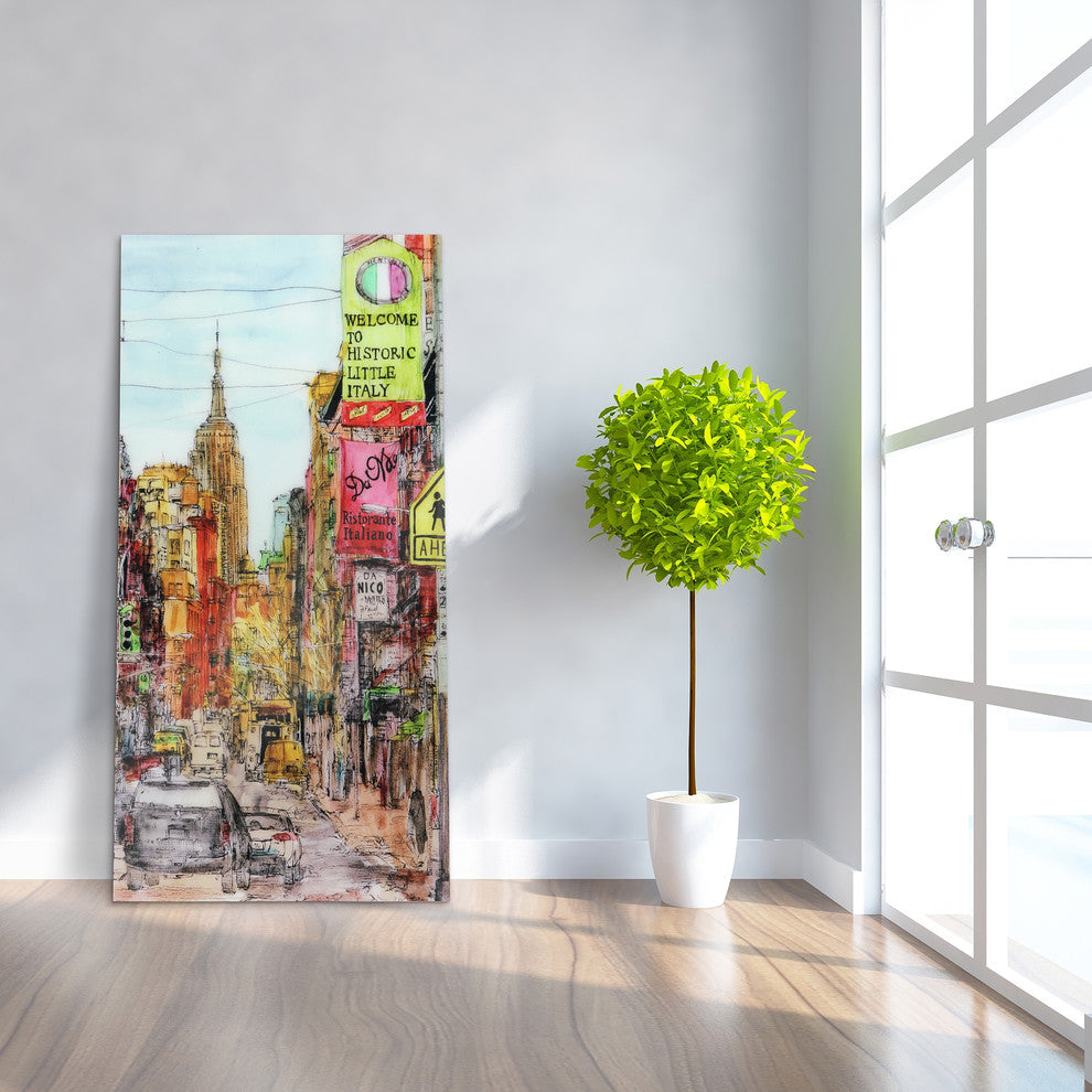 "Little Italy" Wall Art Print Unframed Free Floating Tempered Art Glass, 36"x72"
