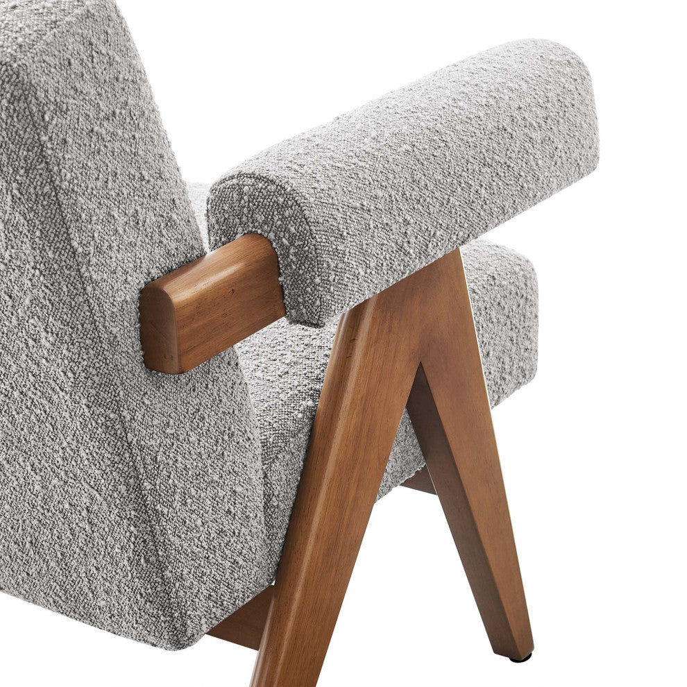 Lyra Boucle Fabric Armchair, Light Gray