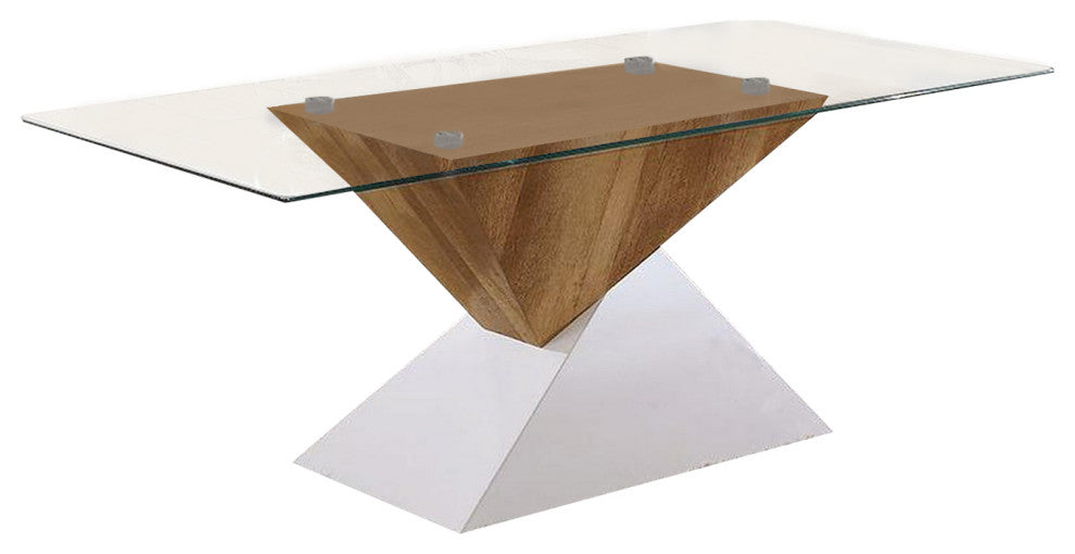 Benzara BM240044 Two Tone Wooden End Table With Pedestal Base, White and Brown