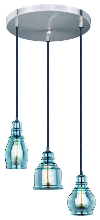 Millie 3-Light Assorted Mini Pendants with 12" Canopy Satin Nickel