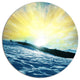 Winter With Blue Waters At Sunset, Seashore Disc Metal Wall Art, 36"