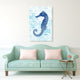 Sea Horse Glass Wall Art Frameless Free Floating Tempered Glass Print Set of 2