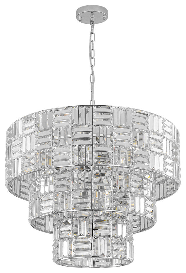 Luxury 11-Light Round Layered Chandelier With Crystal