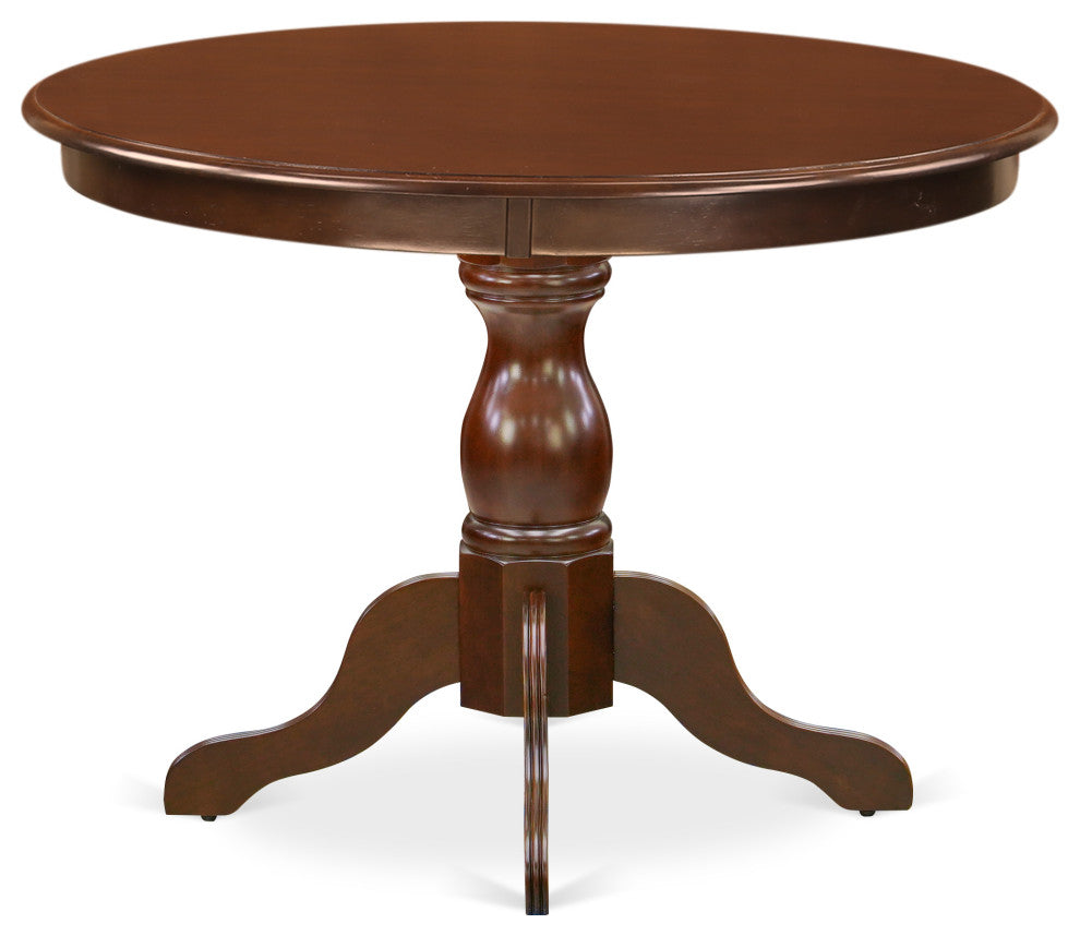 5 Pc Dining Set, Mahogany Table, 4 Mahogany Faux Leather Comfortable Chairs