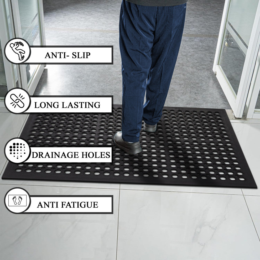 A1HC New Anti Fatigue Versatile Rubber Floor Mat With Drain Holes, 36"x60"