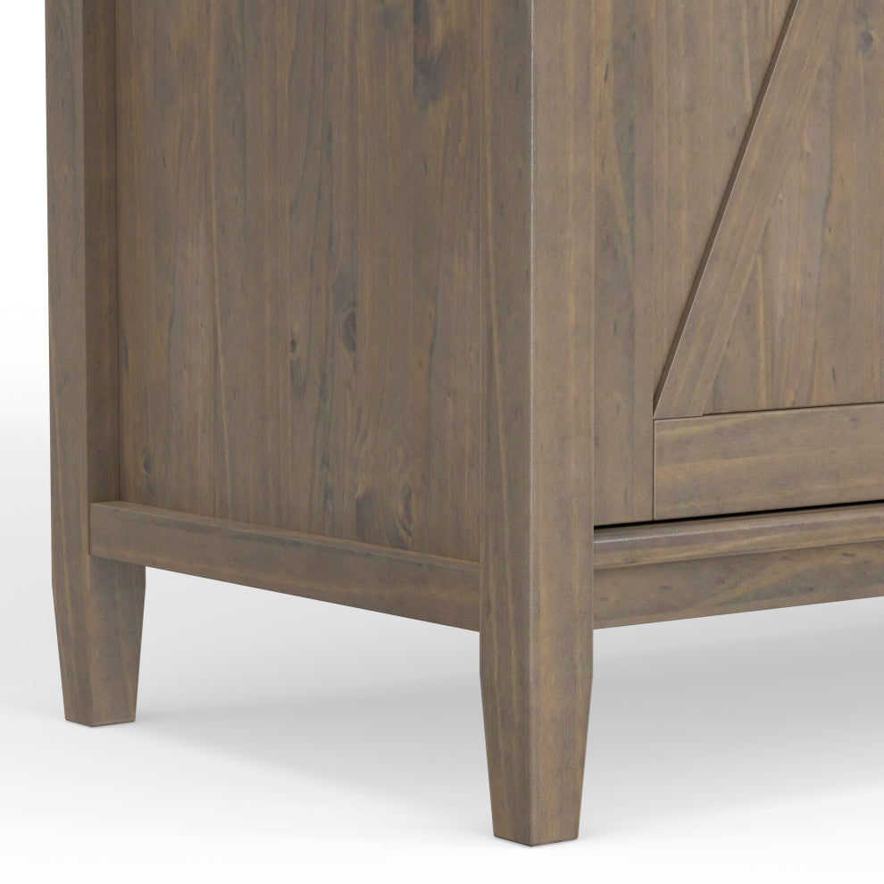 Ela Solid Wood Sideboard With Wine Storage, Smoky Brown