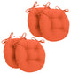 16" Solid Twill Round Tufted Chair Cushions, Set of 4, Tangerine Dream