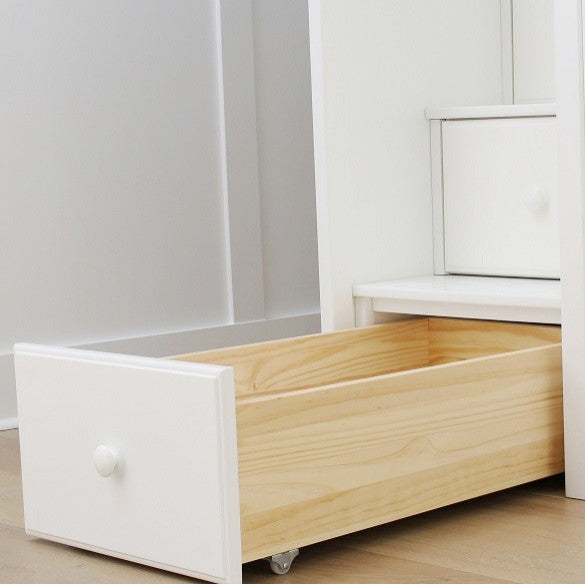Chelsea Twin Twin L Shaped Storage Loft Bed with Stairs, White