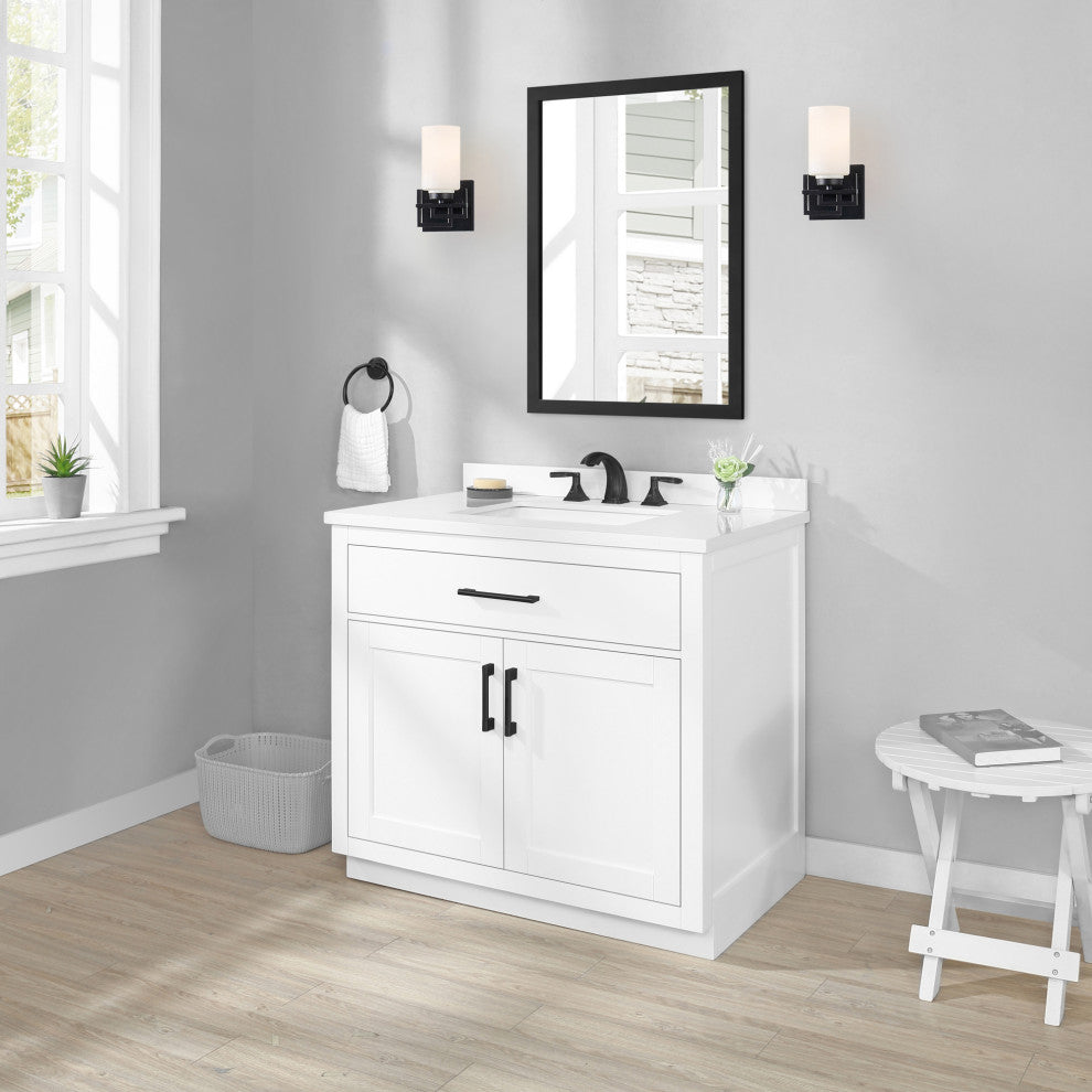Ove Decors Bailey 36" Single Sink Vanity, White With Hardware