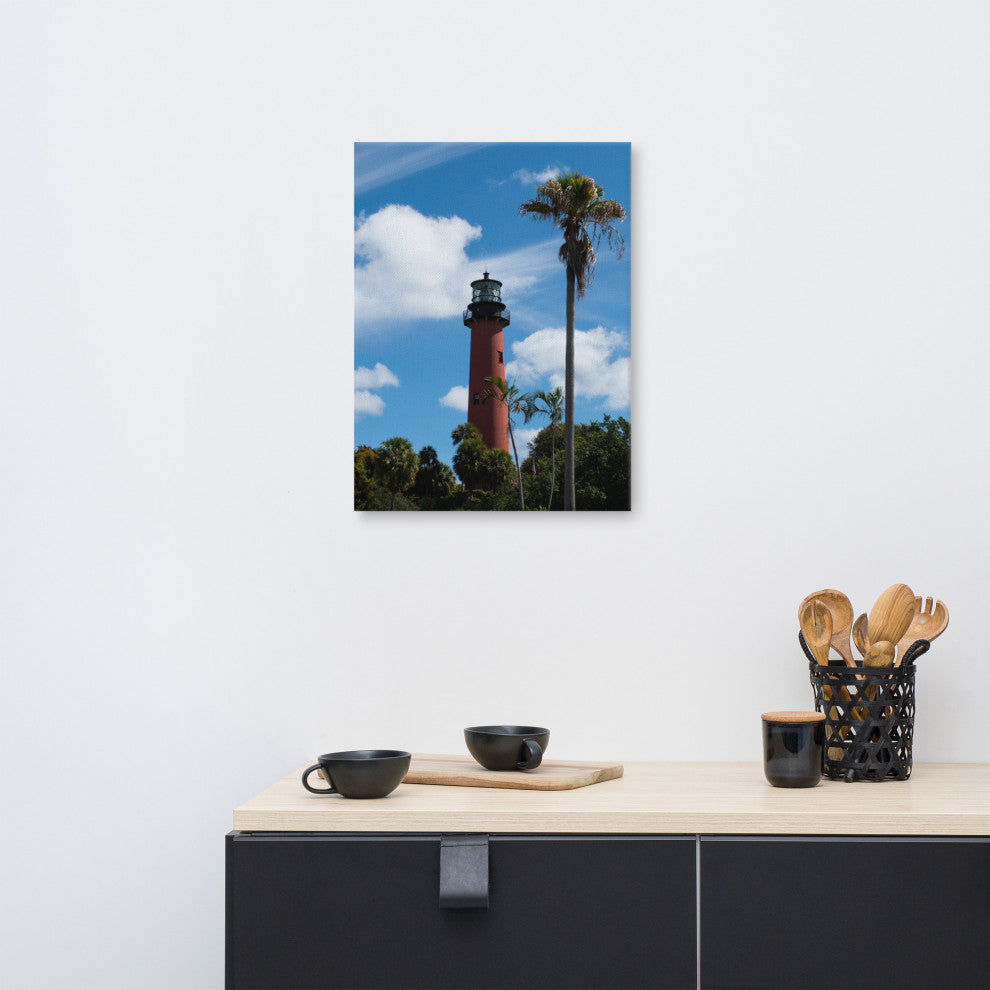 Jupiter Lighthouse Color Coastal Landscape Photo Canvas Wall Art Print, 18" X 24"