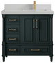 Aberdeen 36 Right Offset Bath Vanity in Dark Forest Green 2" Carrara Quartz