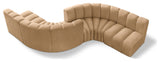 Arc Velvet Upholstered 6-Pc. Facing Modular Sectional, Camel