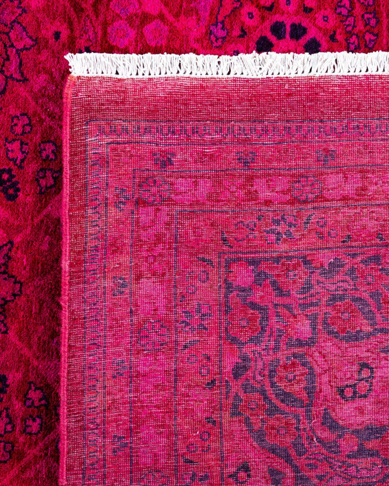 Overdyed, One-of-a-Kind Hand-Knotted Area Rug Pink, 8'1"x14'1"